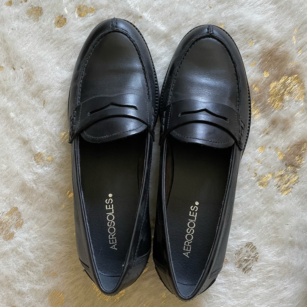 Like New Aerosole Main Dish Black Loafers 7.5